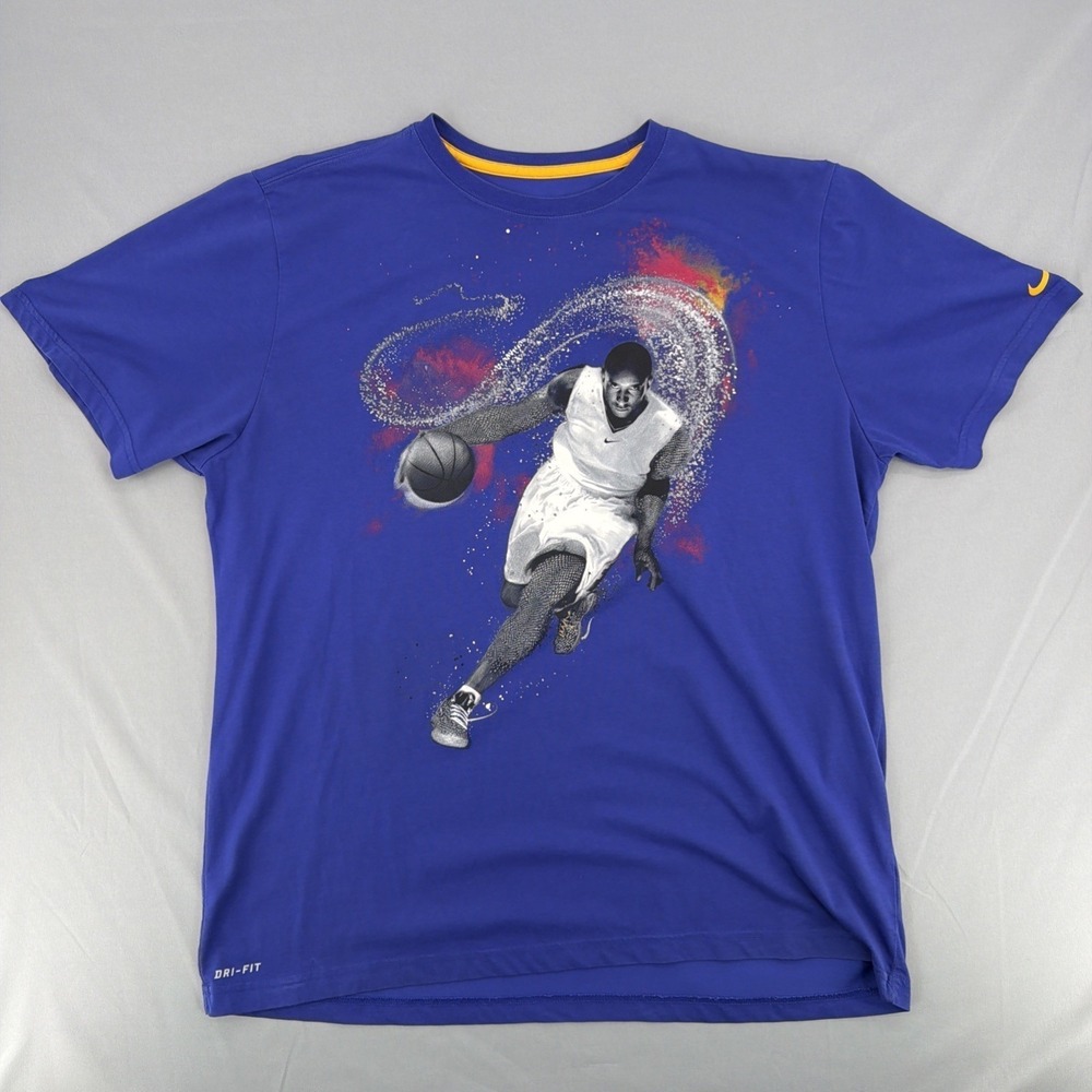 Kobe Bryant Mens NIKE DRI-FIT Shirt Size 2XL Tee Blue Basketball Dribbling